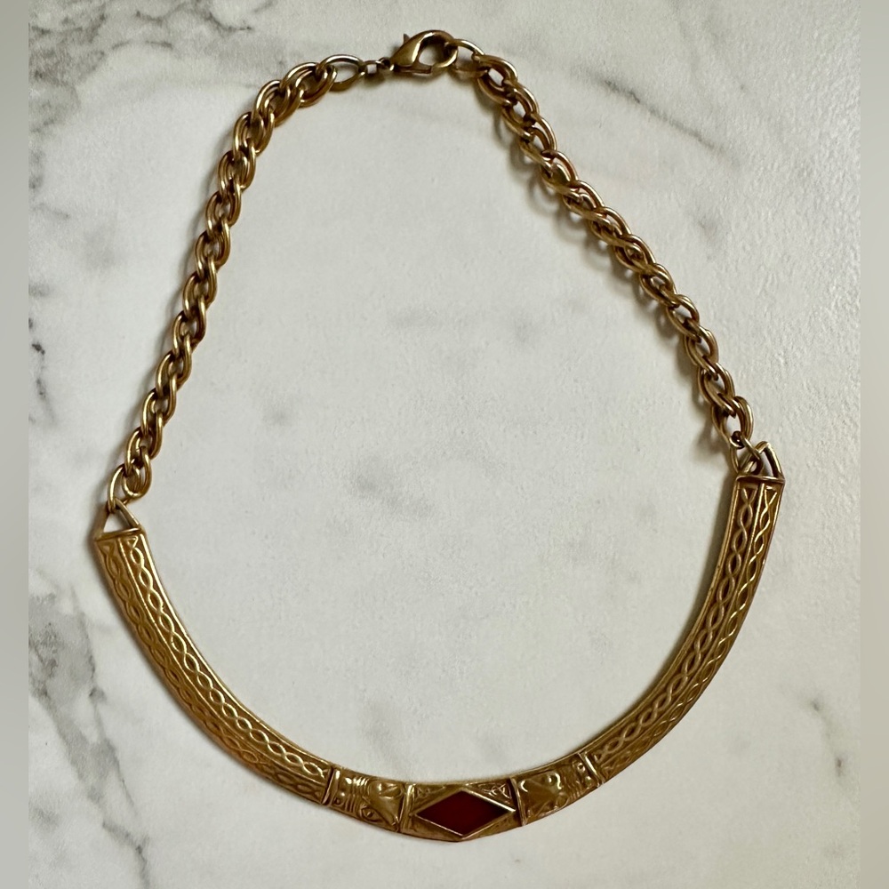 66. 🎭MMA Metropolitan Museum of Art Vintage Gold tone Choker Collar Necklace